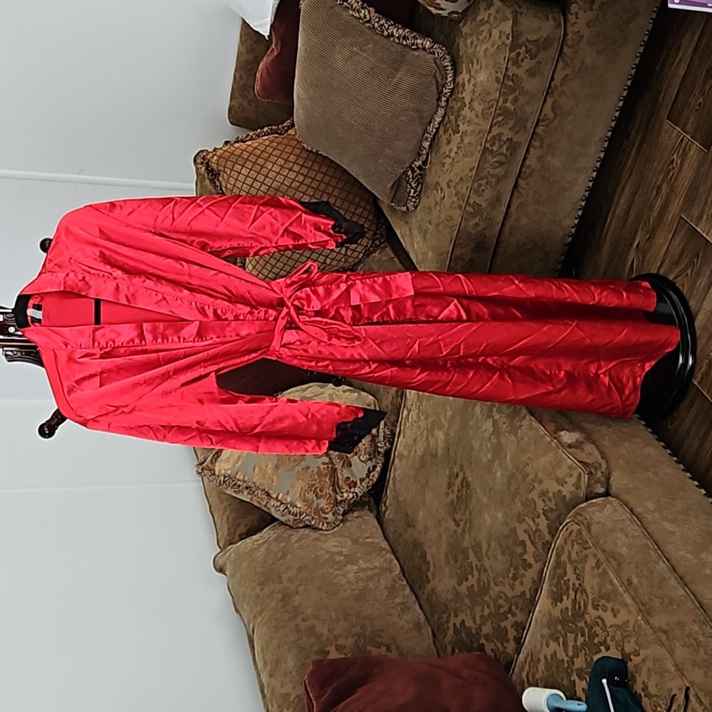 Frederick's of Hollywood Red Satin Robe